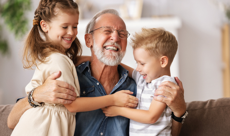 Granddad with his kids