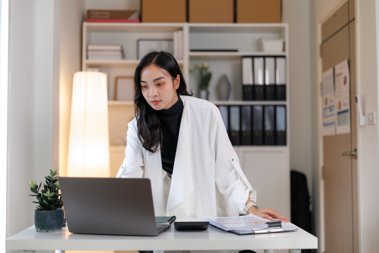 Woman using computer